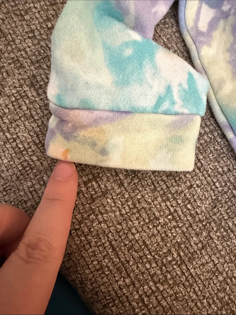 The Children's Place Tie-Dye Star Sweatshirt & Pants Set - Aqua, Purple, Cream - Picture 7 of 11